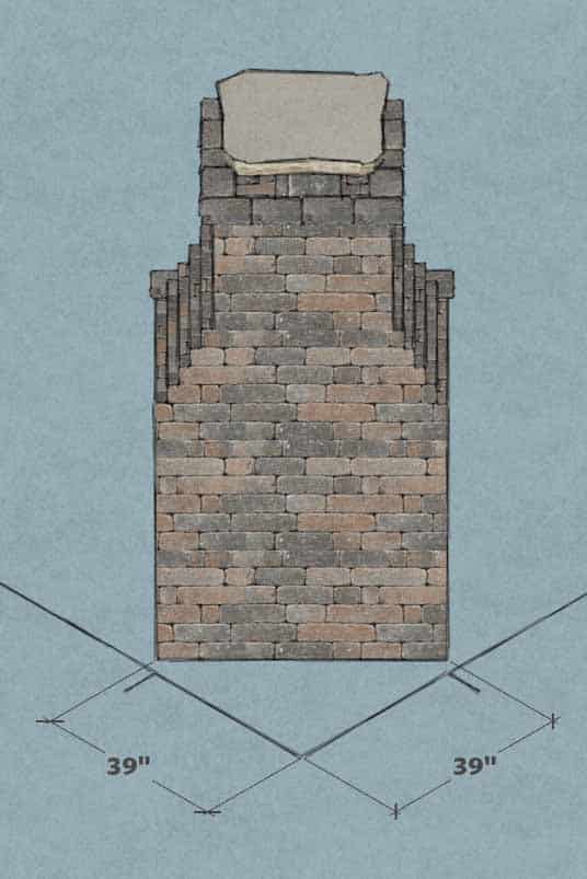Measurement for putting a fireplace kit into a corner