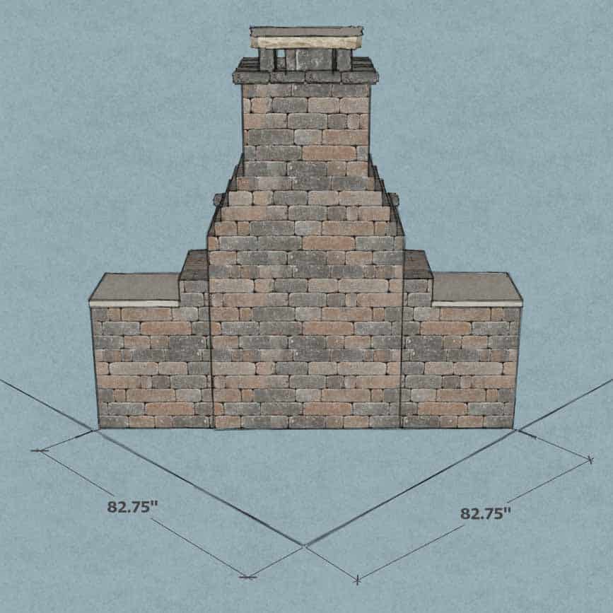 Outdoor fireplace built into a corner